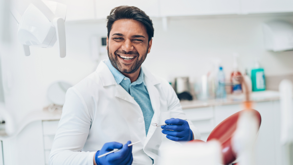 Dentist treating gum disease